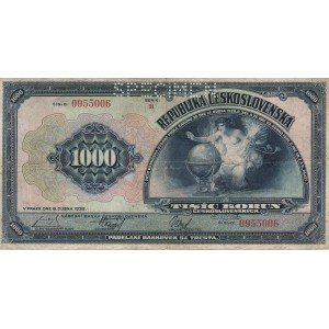 1000 Koruna 1932 - B 0955006 "SPECIMEN"