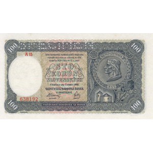 100 slovenských korun 1940 - A15 638192 - "SPECIMEN"