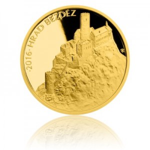 Hrad Bezděz - zlatá mince z cyklu Hrady České republiky - špičková kvalita - Proof - emise říjen 2016 - orientační cena