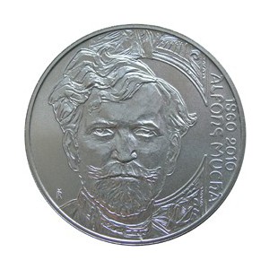Pamětní stříbrná mince Alfons Mucha - b.k. 