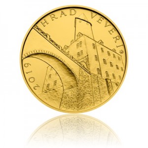 Hrad Veveří - zlatá mince z cyklu Hrady České republiky, běžná kvalita - Standard - emise květen 2019 - orientační cena