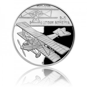 Stříbrná mince První české letadlo Bohemia B-5 - Proof 