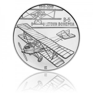Stříbrná mince První české letadlo Bohemia B-5 - Standard 