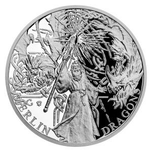 2021 - Stříbrná mince Merlin a draci - Legenda o králi Artušovi 1 NZD