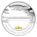 Stříbrná pamětní mince Treasures of Australia "Gold", Poklady Austrálie "Zlato" Proof 2010 - 1 Oz