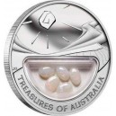 Stříbrná pamětní mince Treasures of Australia "Opals", Poklady Austrálie "Opály" Proof 2008 - 1 Oz