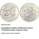 Sestava stříbrných pamětních mincí Československa - Standard 1954 až 1993