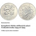 Sestava stříbrných pamětních mincí Československa - Standard 1954 až 1993