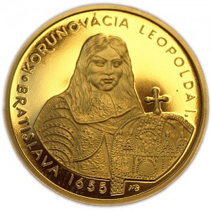 Zlatá pamětní mince Korunovace Leopolda I., Proof - rok 2005