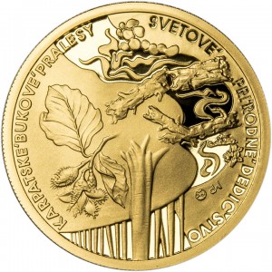 Zlatá pamětní mince Karpatské bukové pralesy, Proof - rok 2015