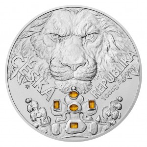 2023 - Stříbrná mince Český lev 80 NZD s citríny - 1 kg