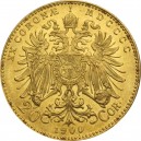 Zlatá mince Rakousko-Uhersko 20 korun - rakouská ražba, různé ročníky