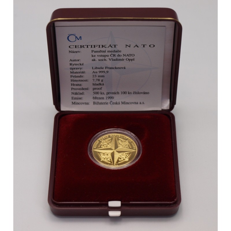 1999 - Zlatá medaile Vstup ČR do NATO, Au 1/4 Oz
