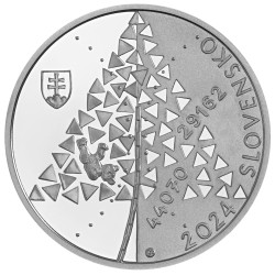 Stříbrná pamětní mince 80. výročí podání správy o nacistických vyhlazovacích táborech, Proof, 2024