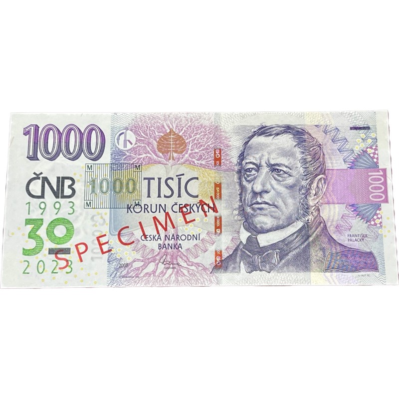 Pamětní bankovka 1.000,-Kč s přítiskem ČNB  1993-2023 SPECIMEN