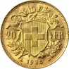 Zlatá mince Švýcarsko 20 Frank 1935 - Helvetia/Vreneli