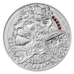 2025 - Stříbrná mince Český lev 80 NZD s českými granáty- 1 kg