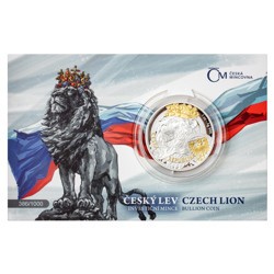 2025 - Stříbrná uncová mince Český lev Proof - selektivní pokov Au - 1 Oz