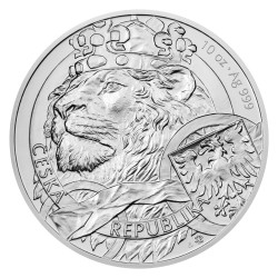 Stříbrná 10oz investiční mince Český lev 2025 stand