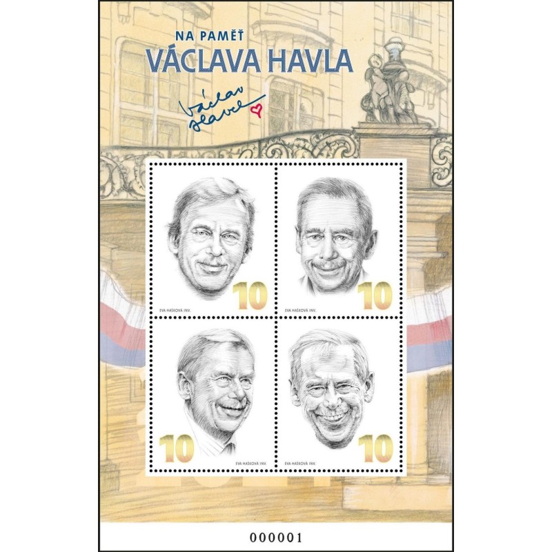 Pamětní tisk v podobě známkového aršíku Václav Havel