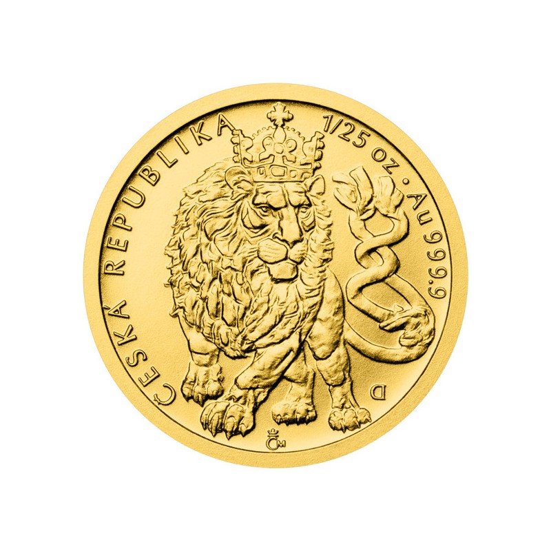 Zlatá 1/25oz investiční mince Český lev 2026 stand - orientační cena