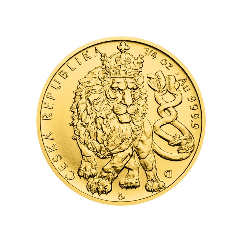 Zlatá 1/4oz investiční mince Český lev 2026 stand - orientační cena