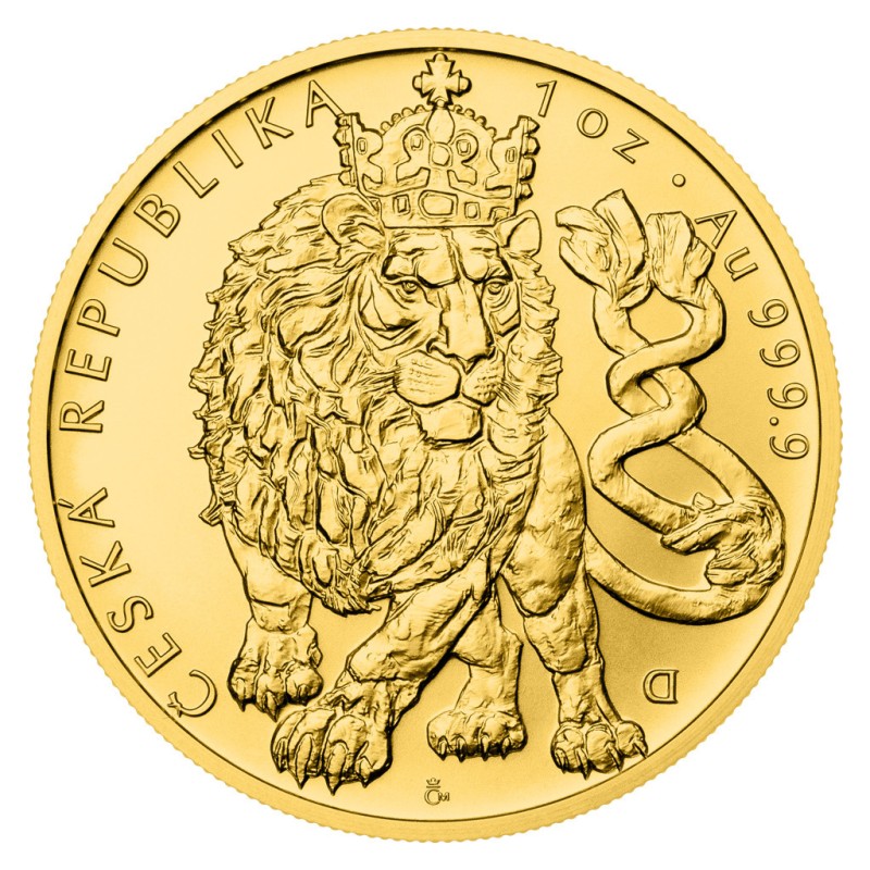 Zlatá 1oz investiční mince Český lev 2026 stand - orientační cena