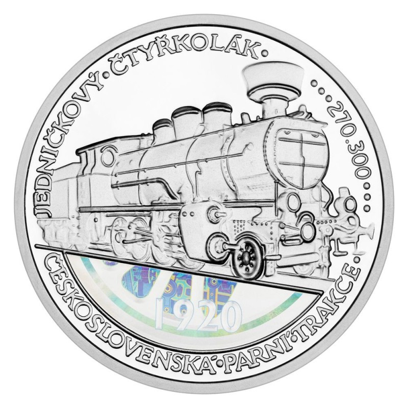 Stříbrná desetiuncová medaile Jedničkový čtyřkolák 434.1 Proof s hologramem