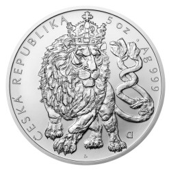 Stříbrná 5oz investiční mince Český lev 2026 stand