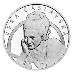 Stříbrná dvouncová mince  - Věra Čáslavská s pamětním listem - proof standard