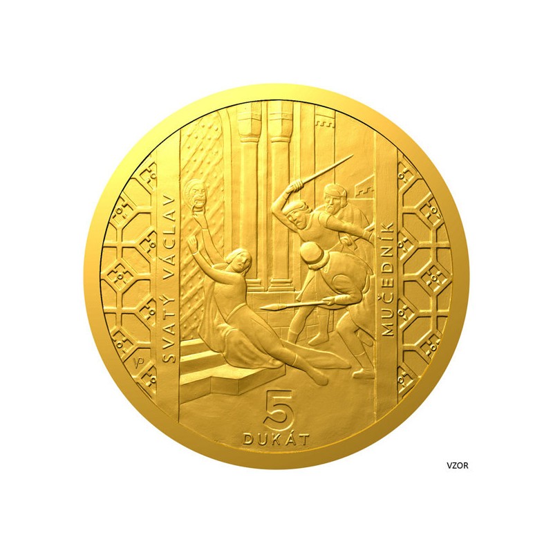 Zlatý 5-dukát sv. Václava se zlatým certifikátem proof - číslováno - orientační cena