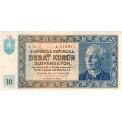 10 slovenských korun 1939 - Ef 9 318676 - "SPECIMEN"