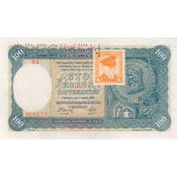 100 slovenských korun 1940/1945 - E 11 901573 - "SPECIMEN" - kolkovaná