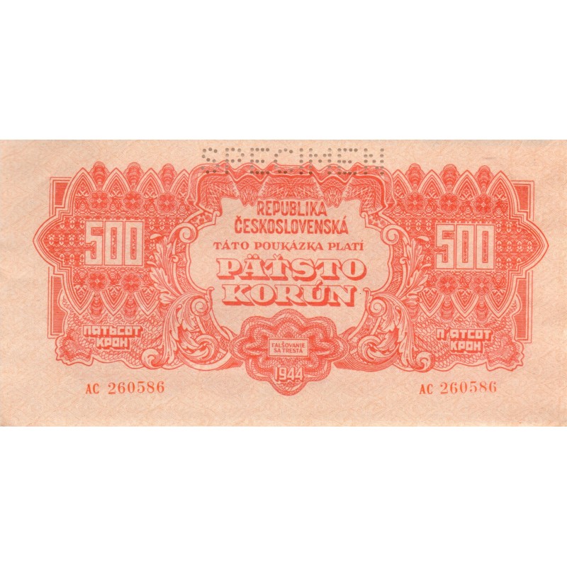 Pětisetkorunová poukázka 1944 - AC 260586 - "SPECIMEN"