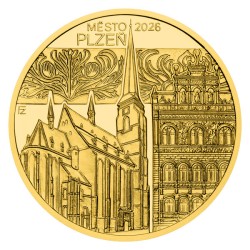 2026 - Zlatá pamětní mince Plzeň - Městské památkové rezervace - Proof - ORIENTAČNÍ CENA!!!