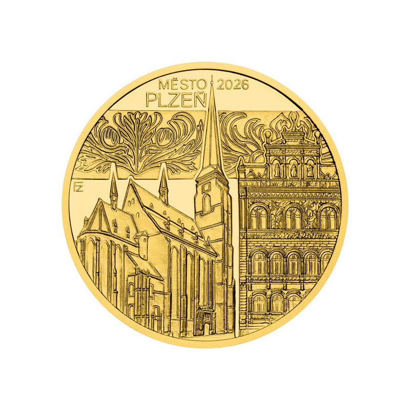 2026 - Zlatá pamětní mince Plzeň - Městské památkové rezervace - Proof - ORIENTAČNÍ CENA!!!
