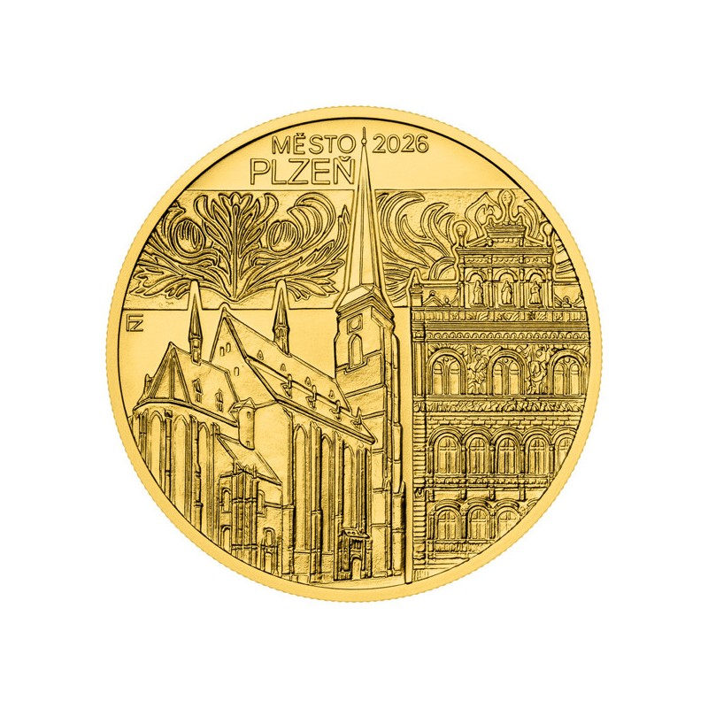 2026 - Zlatá pamětní mince Plzeň - Městské památkové rezervace - Standard - ORIENTAČNÍ CENA!!!