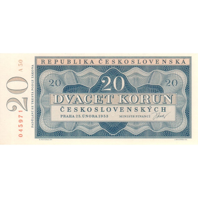 20 Koruna 1953 A50 045971 - nevydaná