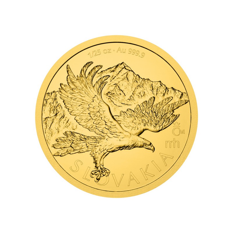 Zlatá 1/25oz investiční mince Orel 2026 stand - orientační cena