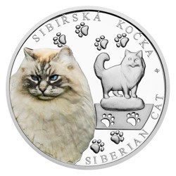 Stříbrná mince Plemena koček - Sibiřská kočka proof