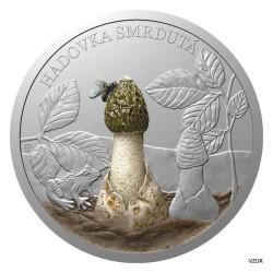 Stříbrná mince Houby - Hadovka smrdutá kolor proof