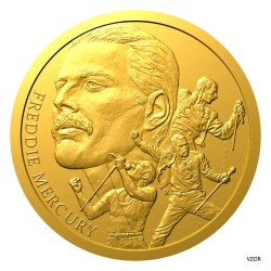 Zlatá půluncová mince Queen - Fredie Mercury - Proof