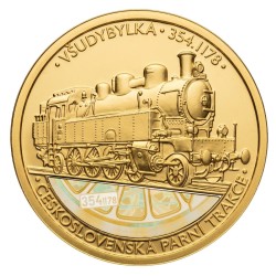 Zlatá číslovaná mince 1 oz Československá parní trakce - Všudybylka 354.1178 proof s hologramem