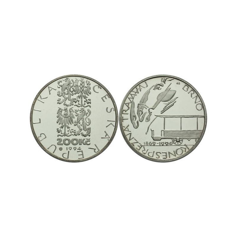 Pamětní stříbrná mince Koněspřežná tramvaj v Brně - b.k. 