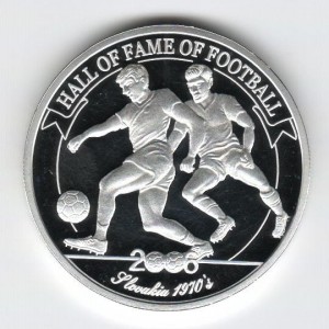 Stříbrná mince Hall of Fame of Football - Slovakia 1970 's, Proof 