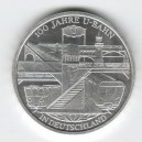 Stříbrná pamětní mince 100 let podzemní dráhy v Německu 2002, b.k.