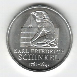 Stříbrná pamětní mince Karl Friedrich Schinkel 2006, b.k.