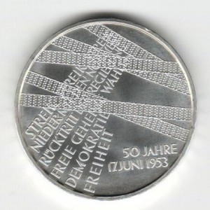Stříbrná pamětní mince 17. červen 1953 2003, b.k.