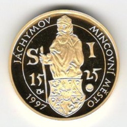1997 - Zlatá medaile s motivem české měny "10 Kč" Proof, Au 1/2 Oz