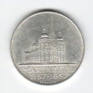 Stříbrná pamětní mince Mariazell 1957, b.k.